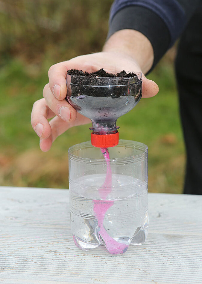 Bewässerungshilfe mit Erde und Wasser