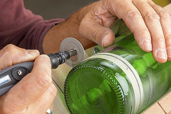 Glasflasche schneiden Windlicht Lampe Leuchte