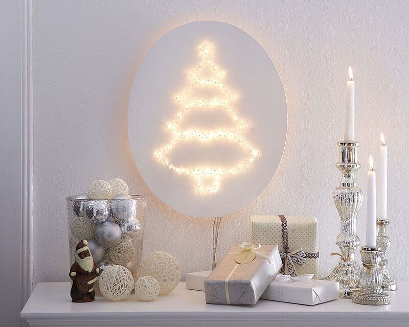 Wandleuchte Wandbild Tannenbaum Weihnachtsbaum Licht 