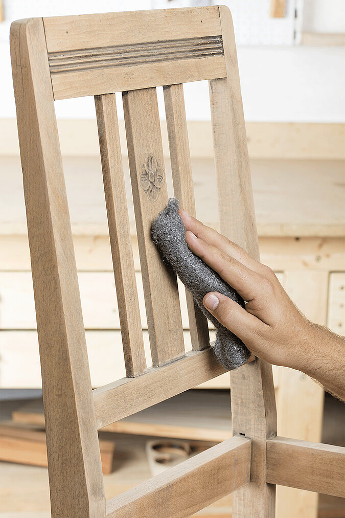 wolfcraft-Stuhl schleifen-Stahlwolle