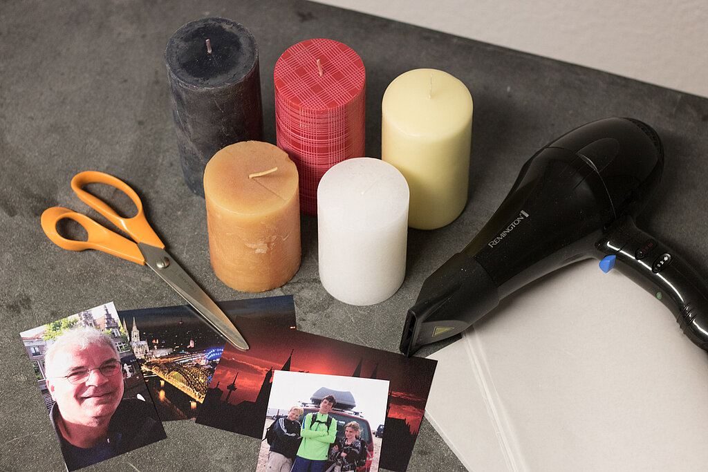 Materialien für die Foto-Kerze
