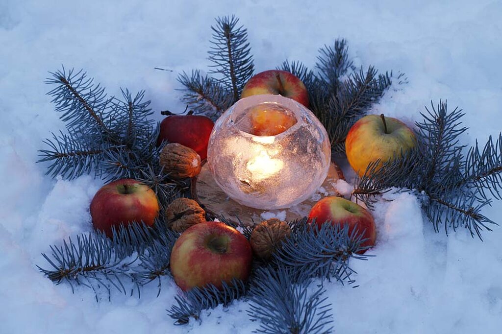Eislaterne Schnee Licht Kerze