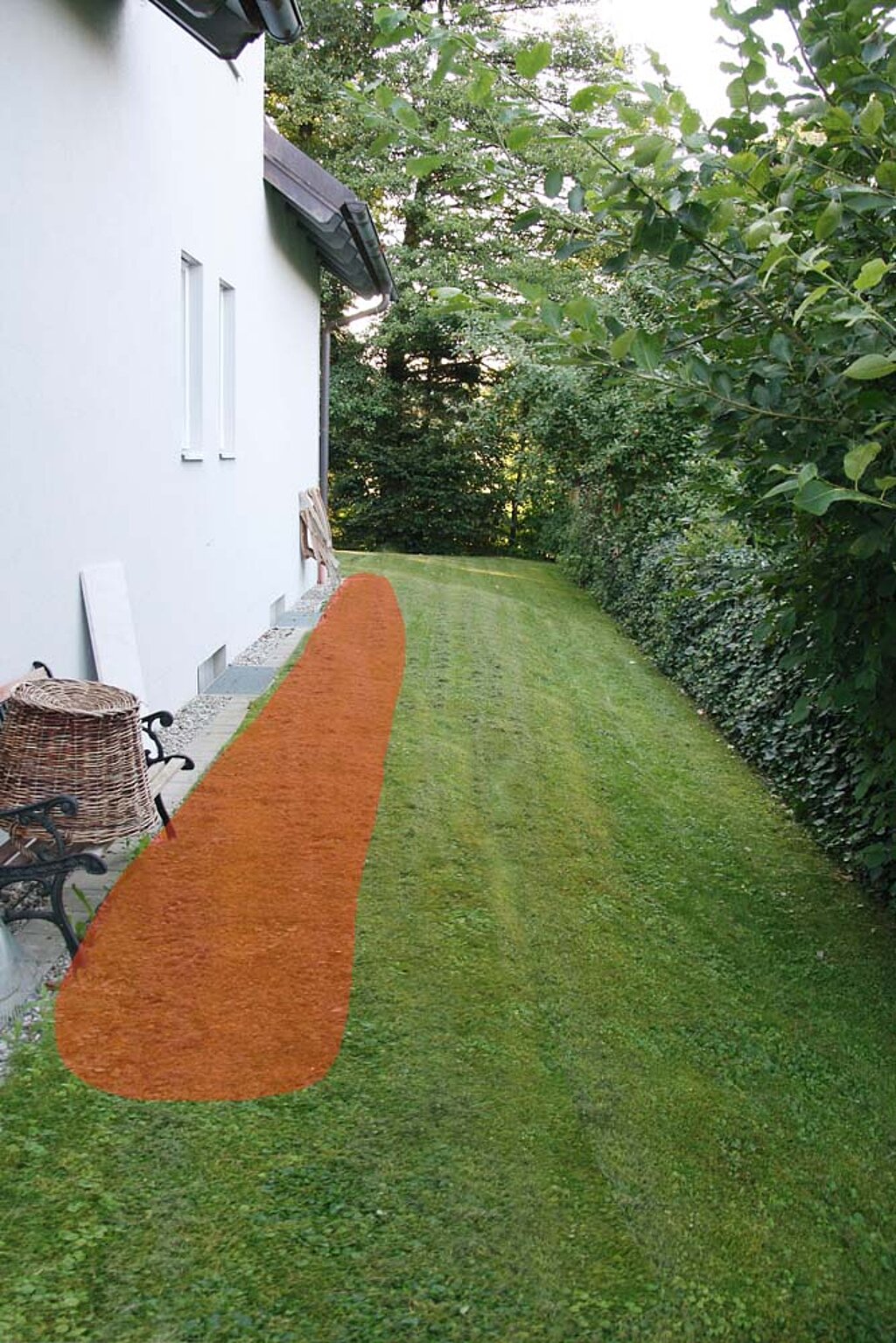 Staudenbeet am Haus Vordach