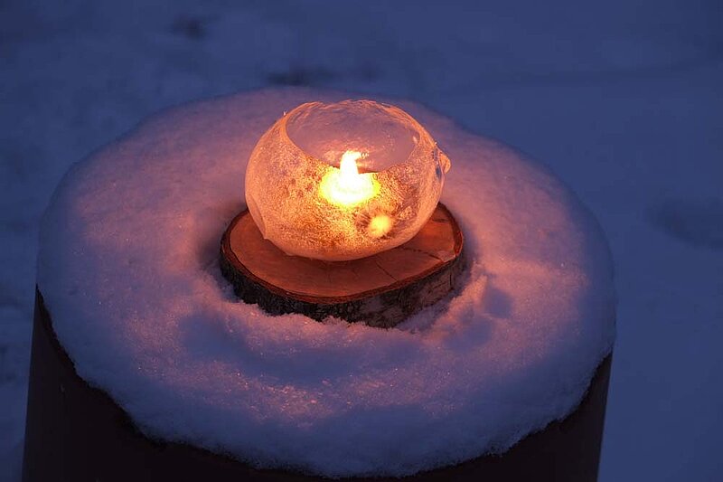 Eislaterne Schnee Licht Kerze