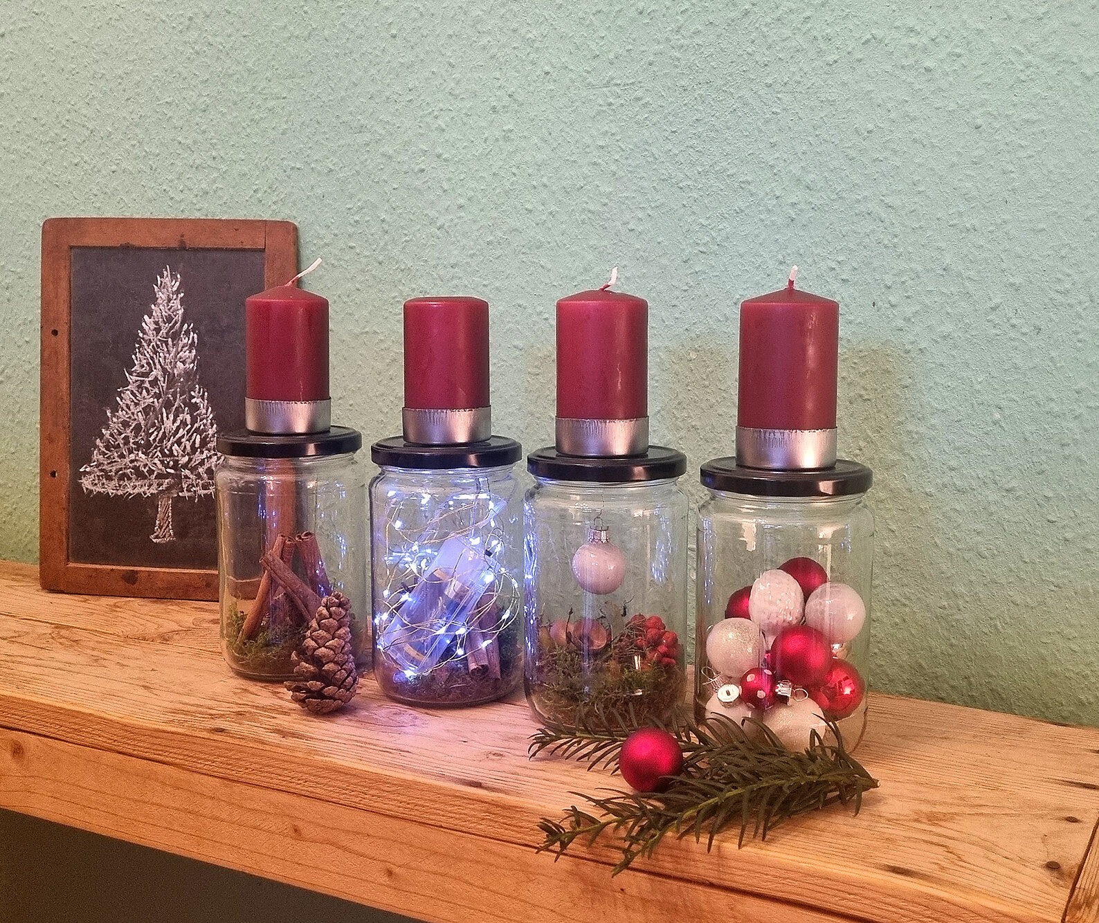 Nachhaltigen Adventskranz aus Altglas selber basteln