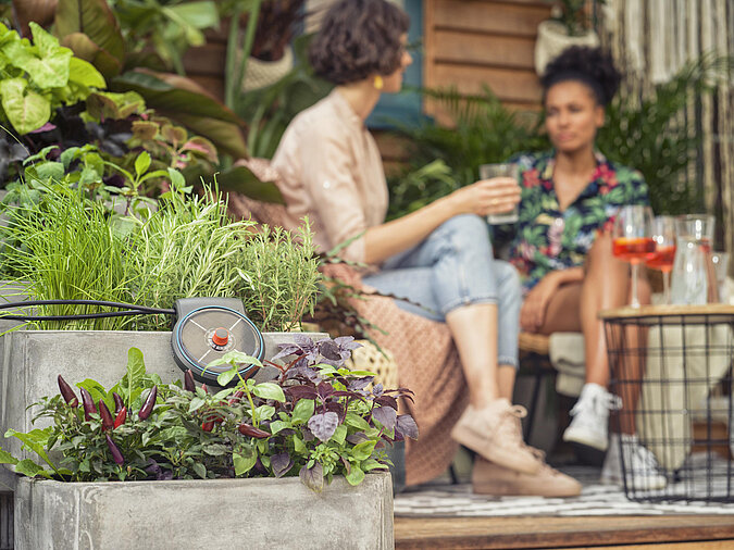 Automatische Bewässerung Aqua Bloom auf dem Balkon