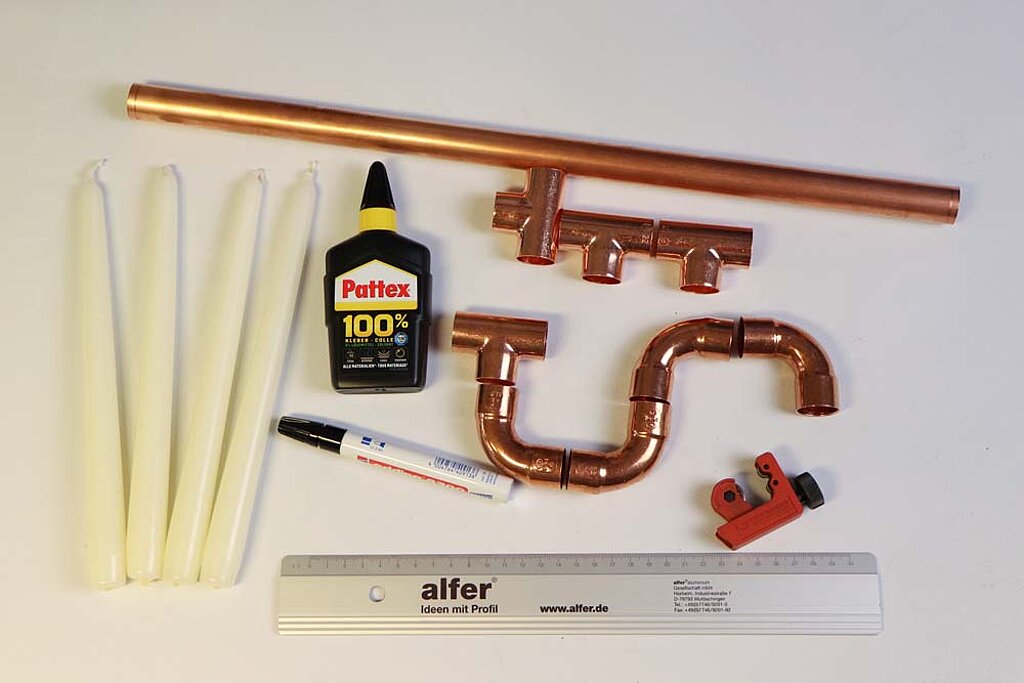 Adventskranz aus Kupferrohr Material DIY