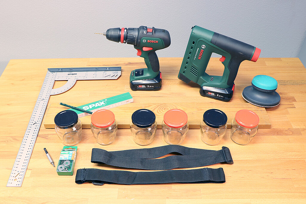 DIY Academy-Schraubenregal-Einmachglas-Material
