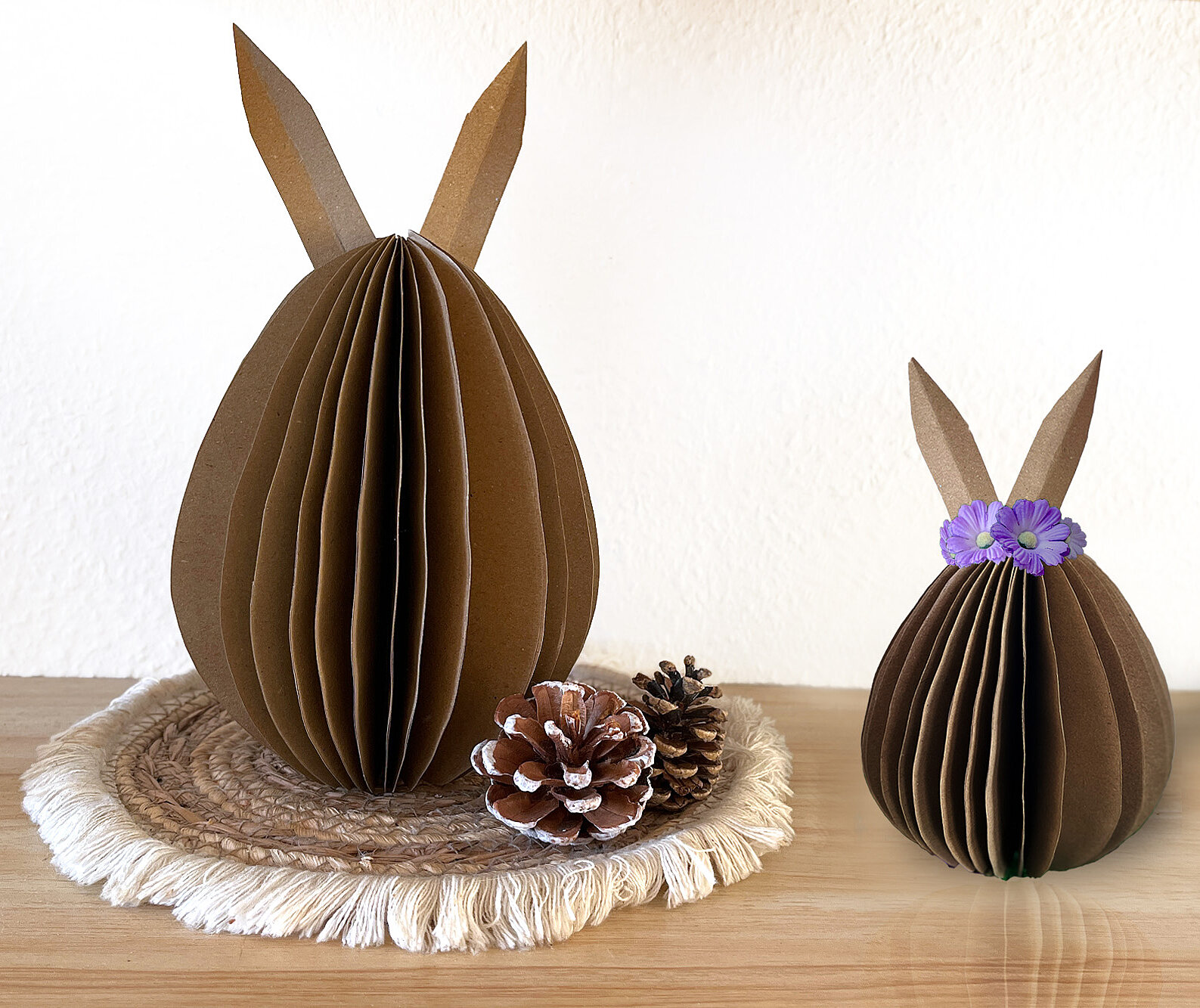 3D-Osterhase aus Kraftpapier basteln Schrittanleitung Bilder