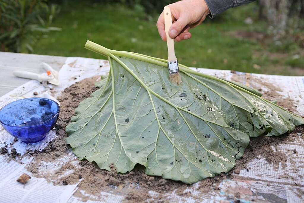 Vogeltränke Beton Blatt einölen