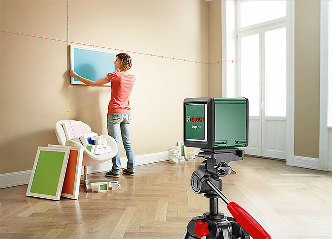 Lasermessgerät Quigo Plus für gerades ausrichten von Regalen und Bildern