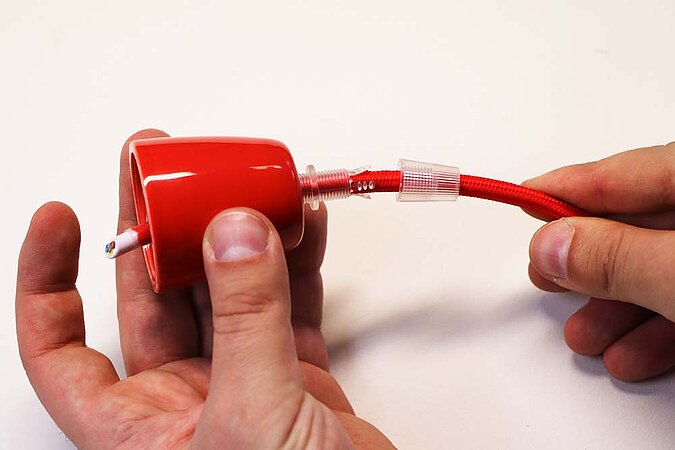 Kupferleuchte Kabel Lampenfassung Zugentlastung