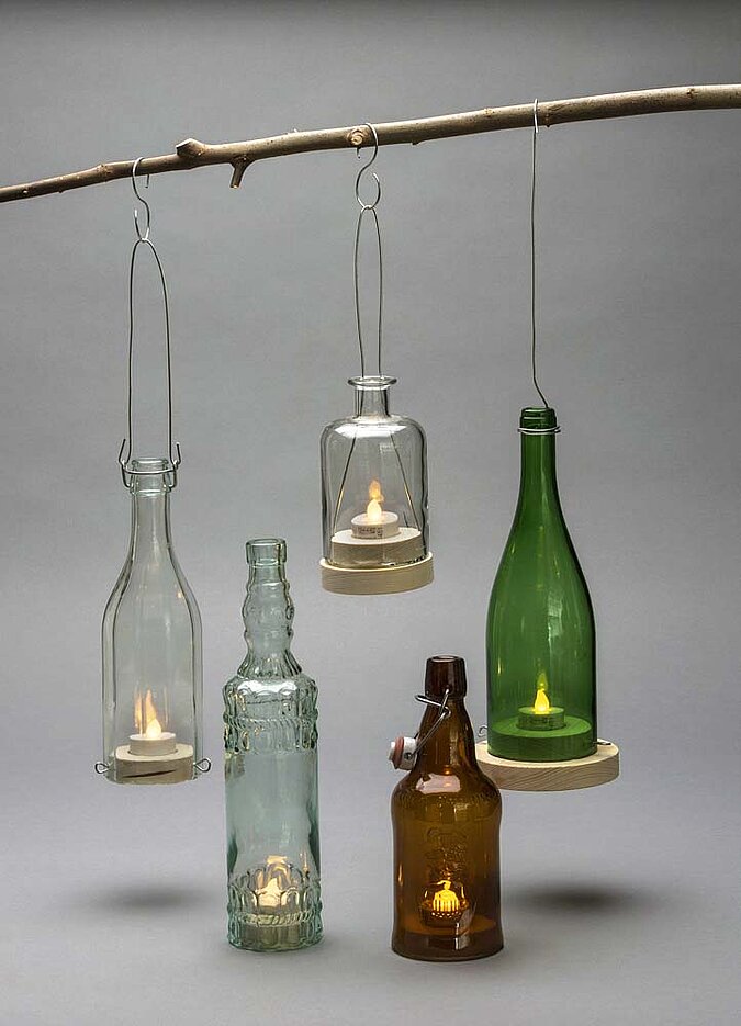 Glasflasche schneiden Windlicht Lampe Leuchte