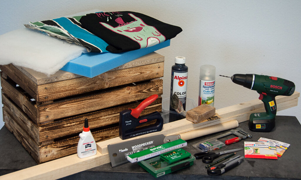 Upcycling-Hocker aus Obstkiste bauen