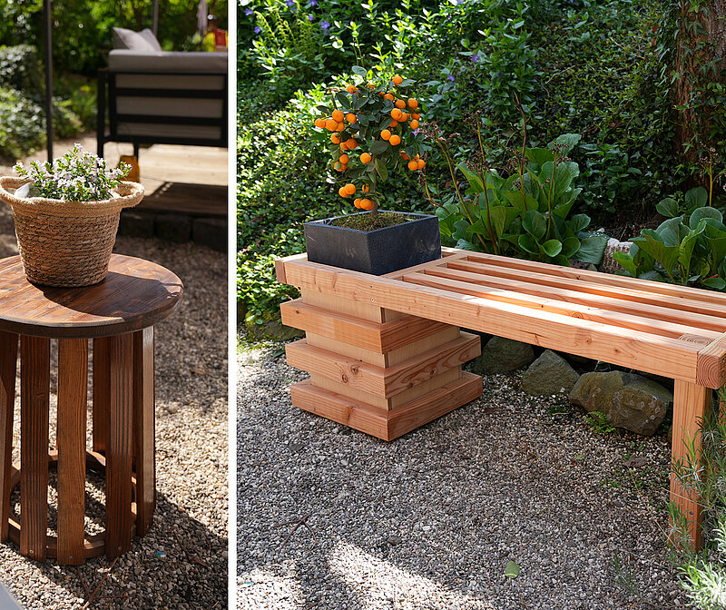 Trendige Gartenmöbel aus Holzleisten bauen