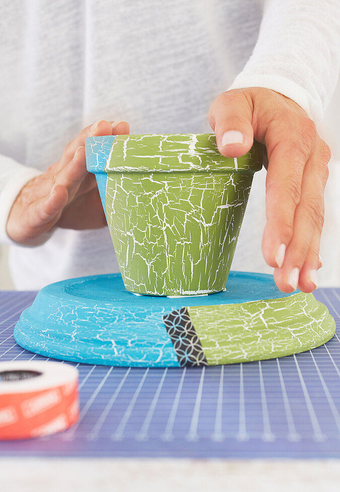 Tischdeko aus alten Blumentöpfen