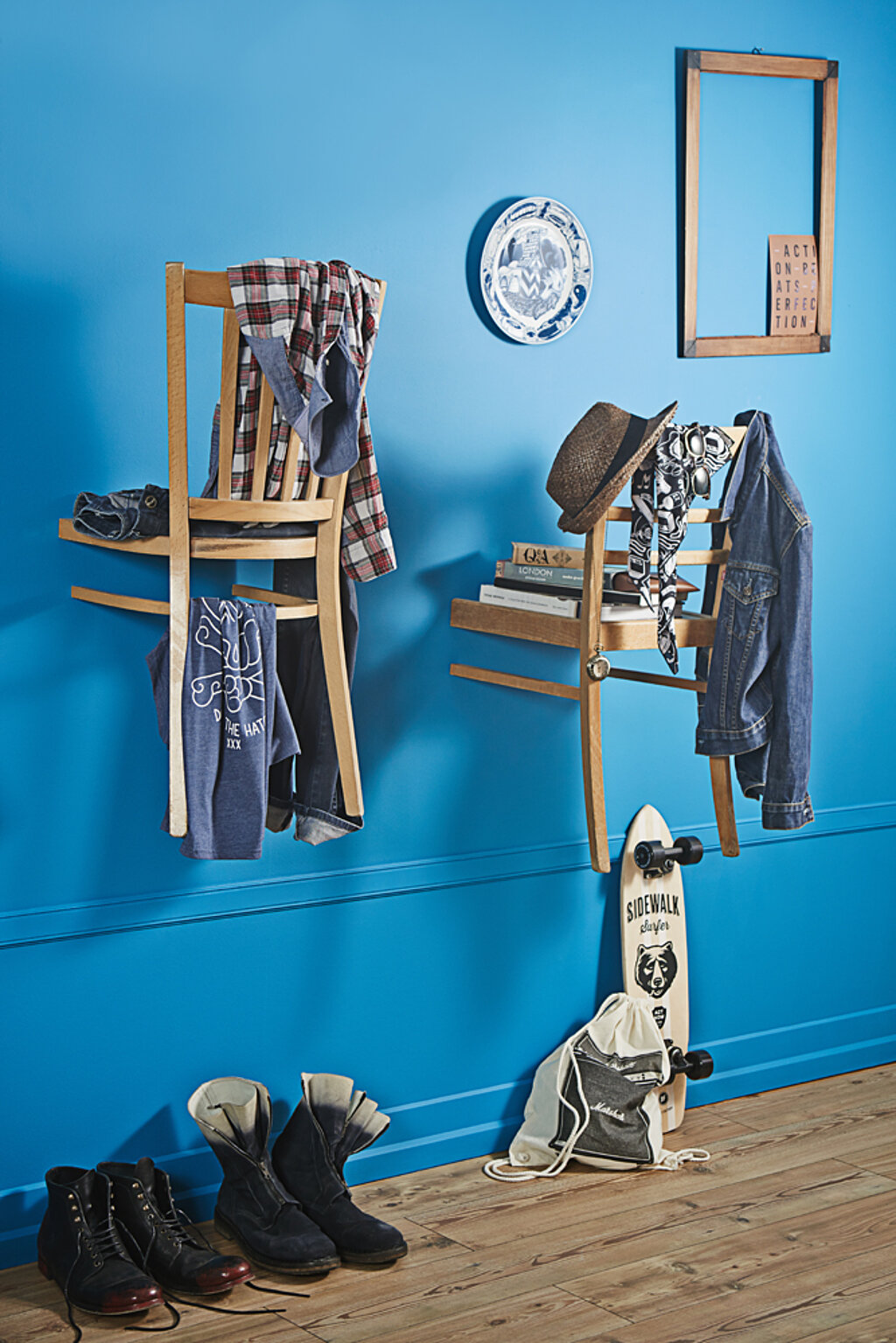 Garderobe Holzstuhl Idee