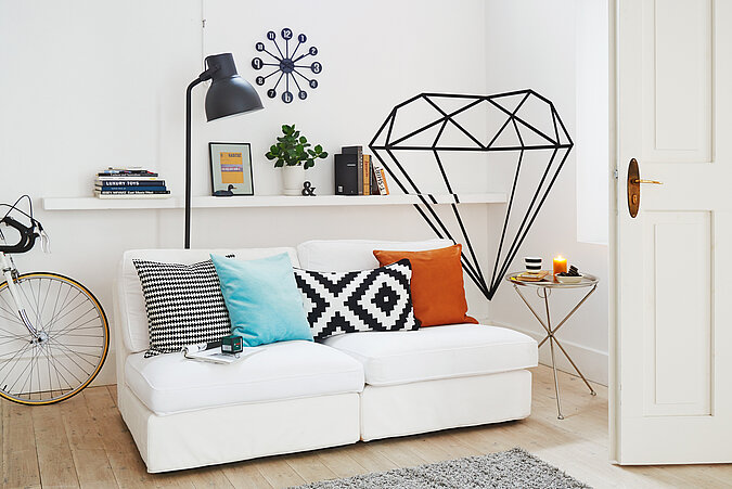 Wand mit Klebebad, Tape Art, gestalten
