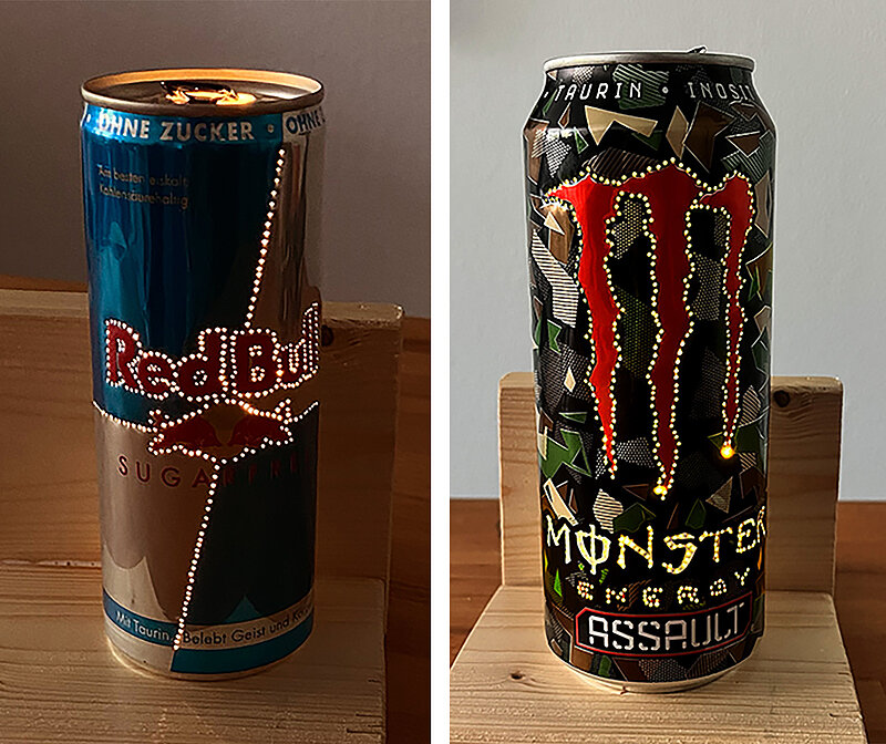 LED-Tischleuchte aus Getränkedose (z.B. Red Bull, Cola oder Paulaner, Spezi) basteln
