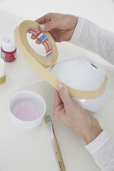 Schale mit Kreppband abkleben